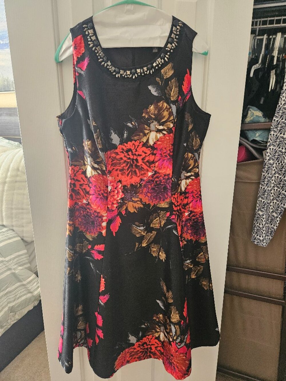Black dress with jeweled collar